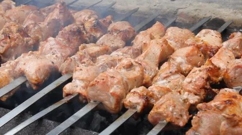 Grilled caucasus barbecue Stock Footage