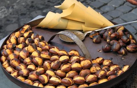 Grilled chestnuts Stock Photos