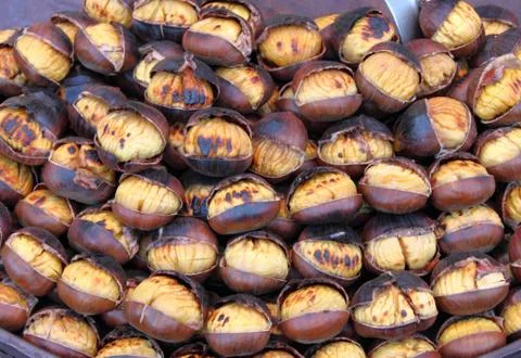 Grilled chestnuts Stock Photos