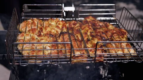 Grilled Chicken on BBQ Grill Stock Footage 293205386