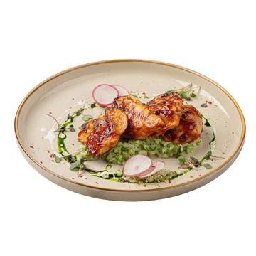 Grilled chicken breast with risotto Stock Photos