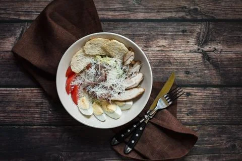 Grilled chicken caesar salad Stock Photos