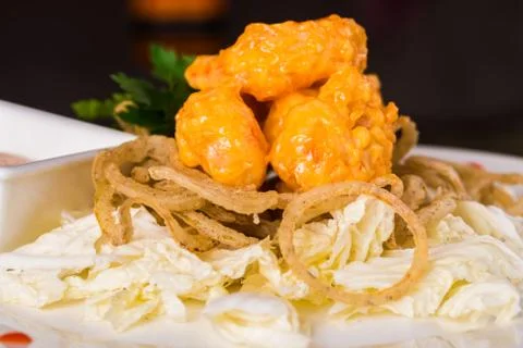 Grilled chicken with Chinese cabbage Stock Photos