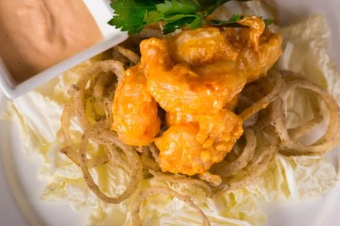Grilled chicken with Chinese cabbage Stock Photos