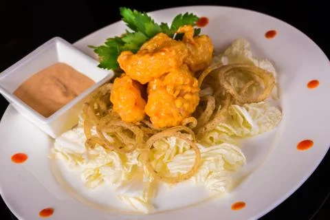 Grilled chicken with Chinese cabbage Stock Photos