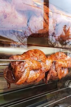 Grilled Chicken Cooking Process Stock-Fotos