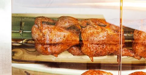Grilled Chicken Cooking Process Stock-Fotos