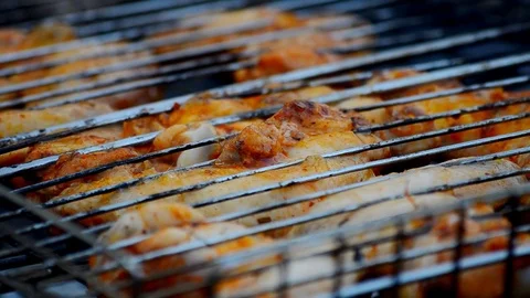 Grilled chicken. Stock Footage 73369641