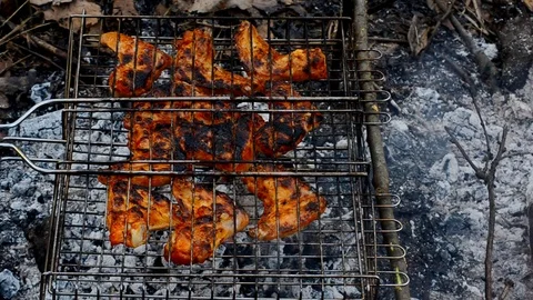 Grilled chicken. Stock Footage 74034408