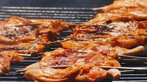 Grilled chicken on the grill. Stock Footage 69751813