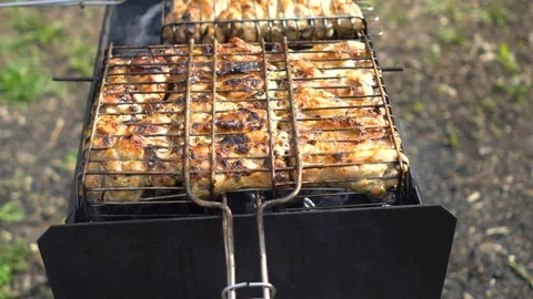 Grilled chicken legs Stock Footage 75579774