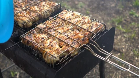 Grilled chicken legs Stock Footage 76969275