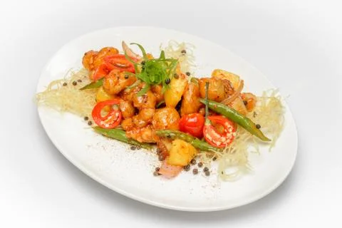 Grilled Chicken with pineapple Stock Photos