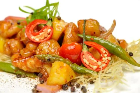 Grilled Chicken with pineapple Stock Photos