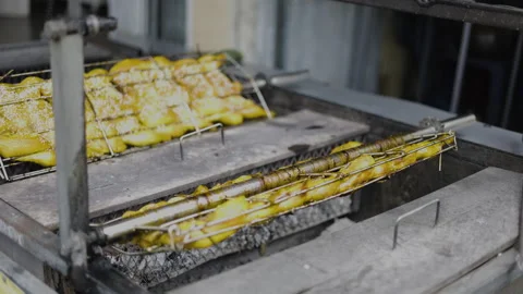 Grilled Chicken Rotating Spit Automatic Cooking Equipment 01 스톡 동영상 332355244