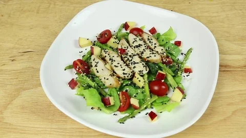 Grilled chicken salad Stock Footage 78142458