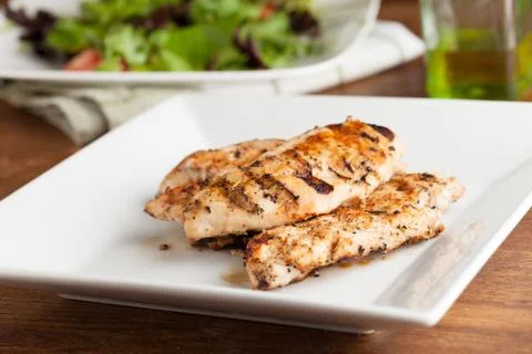 Grilled Chicken with Salad Stock Photos