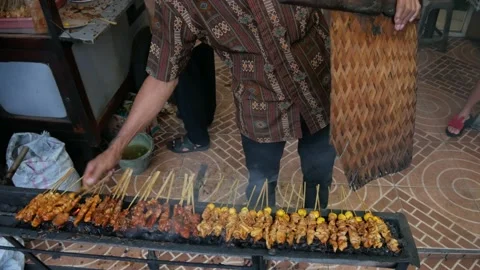 Grilled Chicken Satay Stock Footage 168958297