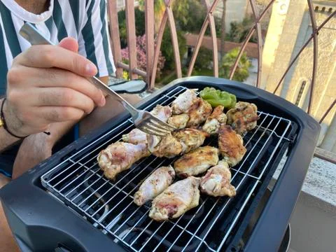 Grilled chicken, selective focus. Stockfoto's