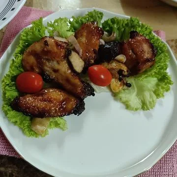 Grilled chicken served Stock Photos
