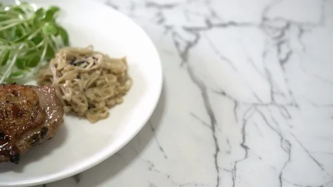 Grilled chicken steak with vegetable Stock Footage 120250676