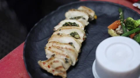 Grilled Chicken Stuffed Stock Footage 133102586