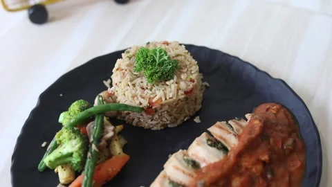 Grilled Chicken Stuffed Stock Footage 133102593