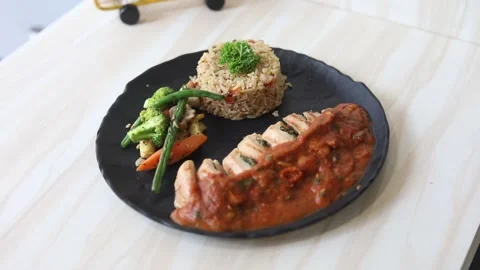 Grilled Chicken Stuffed Stock Footage 133102596