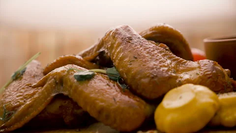 Grilled Chicken Thigh with Vegetables Side Dish Stock Footage 143115167