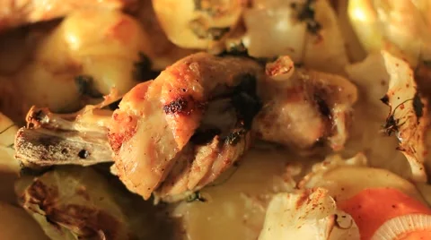 Grilled chicken with vegetables Stock Footage 43596332