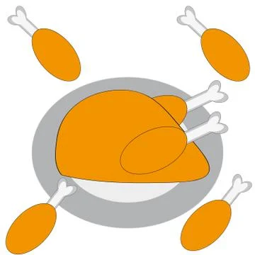 Grilled chicken on white background Stock Illustration