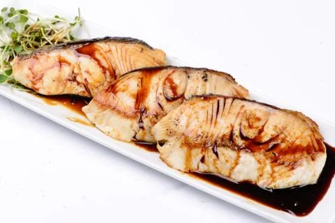 Grilled Cod fish Stock Photos