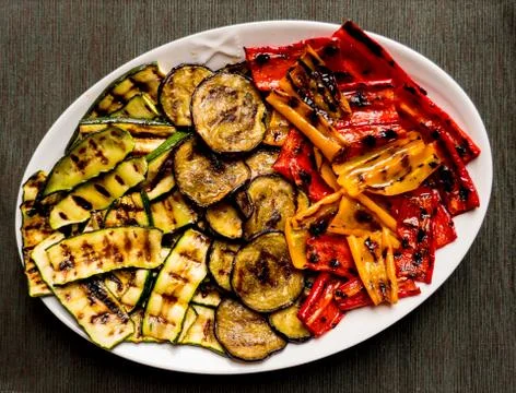 Grilled colored vegetable dish Stock Photos