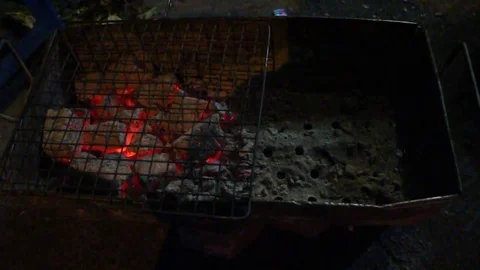 Grilled corn on the charcoal stove Stock Footage 78171127