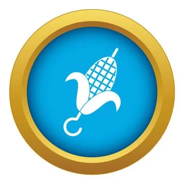 Grilled corn cob icon blue isolated Stock Illustration