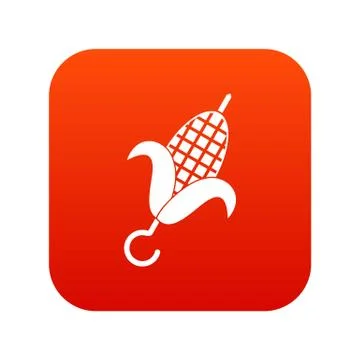 Grilled corn cob icon digital red Stock Illustration