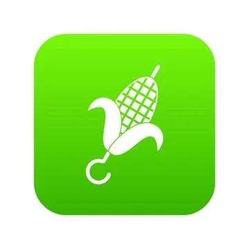 Grilled corn cob icon digital green Stock Illustration