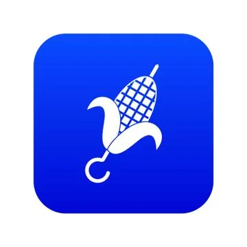 Grilled corn cob icon digital blue Stock Illustration