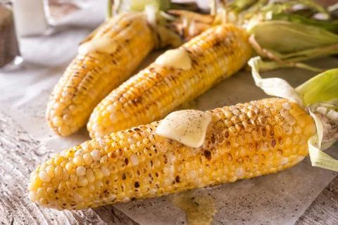 Grilled Corn on the Cob Stock Photos