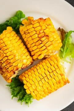 Grilled corn cob vegetable dish corn snack food preparation tasty snack fre.. Stock Photos