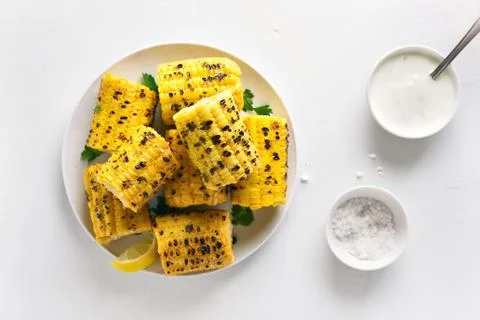 Grilled corn cobs Foto stock