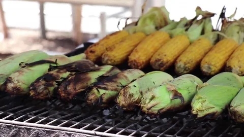 Grilled corn Stock Footage