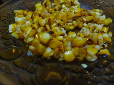 Grilled Corn on a Plate Stock Photos