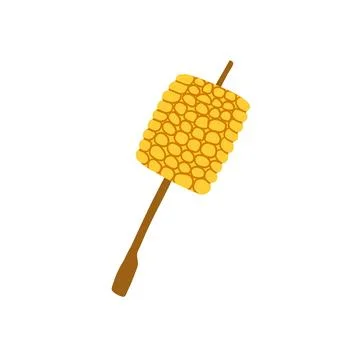 Grilled Corn On Stick. Fried fast food BBQ Illustrazione stock