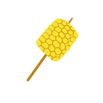 Grilled Corn On Stick. Fried fast food BBQ Illustrazione stock