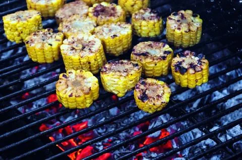 Grilled corn, vegetables grilled corn on the hot stove Stock Photos