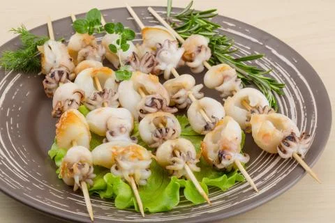 Grilled cuttlefish Stock Photos