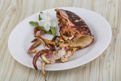 Grilled cuttlefish Stock Photos