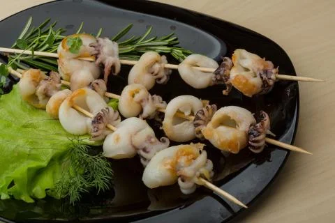 Grilled cuttlefish Stock Photos