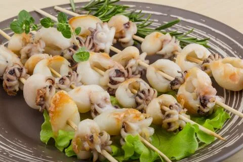 Grilled cuttlefish Stock Photos